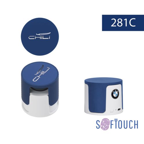 Беспроводная Bluetooth колонка "Echo", покрытие soft touch, белый с синим