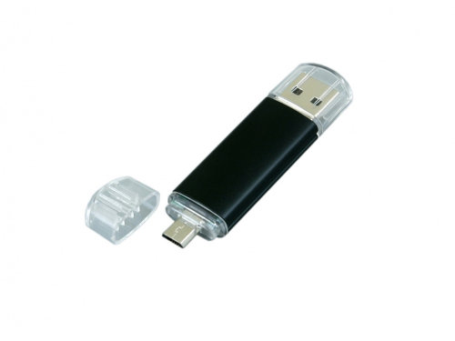 USB-флешка на 16 Гб.c дополнительным разъемом Micro USB, черный