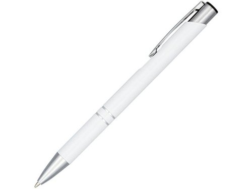 Кнопочная шариковая ручка Moneta из анодированного алюминия, синие чернила, белый