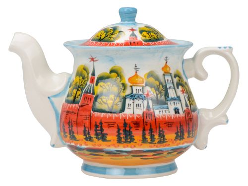 Набор Кремлевский: кукла на чайник, чайник заварной с росписью, чай травяной