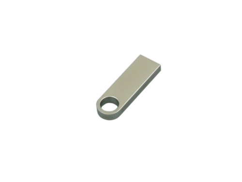 USB-флешка на 32 Гб с мини чипом, компактный дизайн с круглым отверстием., серебро