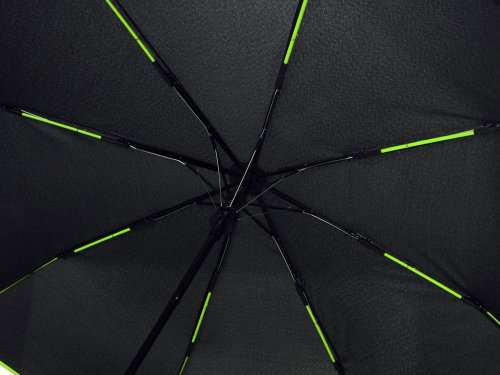 Зонт-полуавтомат складной Motley с цветными спицами, черный/зеленое яблоко
