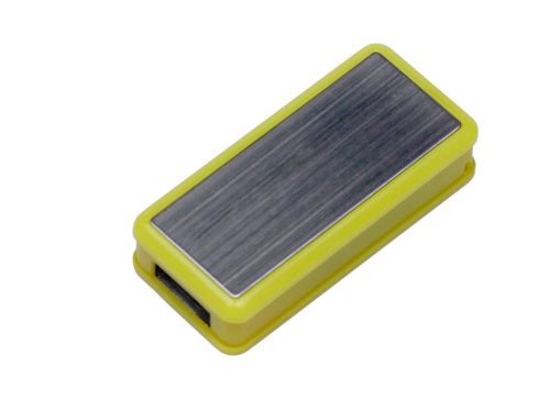 USB-флешка промо на 8 Гб прямоугольной формы, выдвижной механизм, желтый