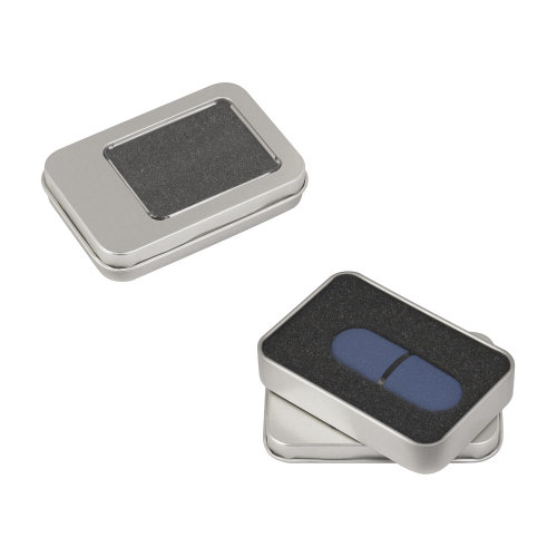 Флеш-карта "Камень" с покрытием soft grip в футляре, объем памяти 16GB, темно-синий