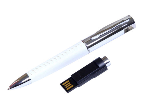 Флешка в виде ручки с мини чипом, 8 Гб, белый/серебристый