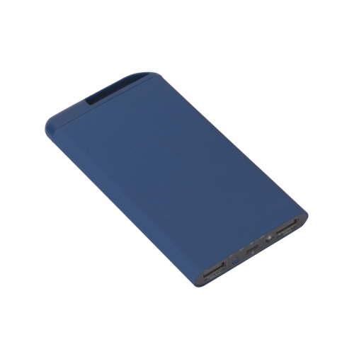 Зарядное устройство "Theta", 6000 mAh, 2 выхода USB, покрытие soft touch, темно-синий