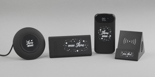 Bluetooth колонка-подставка "Rock" 3Вт с беспроводным зарядным устройством и подсветкой логотипа, черный
