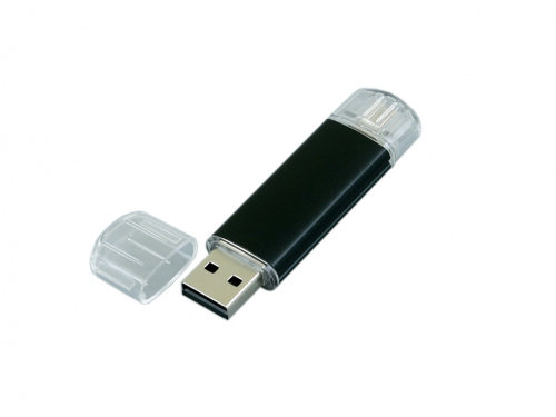 USB-флешка на 32 Гб.c дополнительным разъемом Micro USB, черный