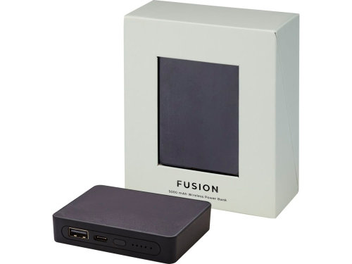 Беспроводное портативное зарядное устройство емкостью 5000 мАч Fusion, черный