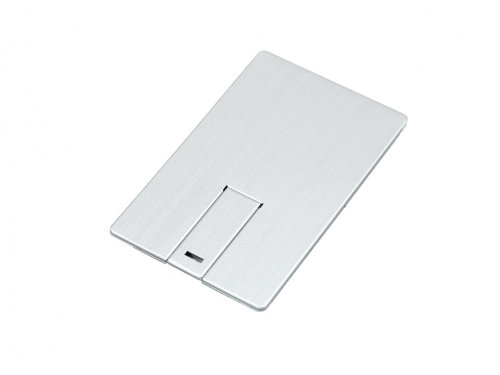 USB-флешка на 16 Гб в виде металлической карты, с раскладным чипом, серебро