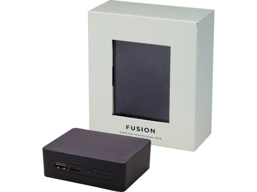 Беспроводное портативное зарядное устройство емкостью 10 000 мАч Fusion, черный
