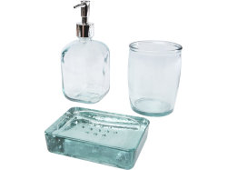 Jabony Набор для ванной, состоящий из 3 предметов из переработанного стекла, прозрачный