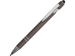 Ручка металлическая soft-touch шариковая со стилусом Sway, серый/серебристый (P)