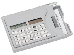 Визитница Бухгалтер с калькулятором и ручкой, серый