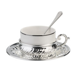 Набор для чая "Богемия", на 1 персону, белый с серебром